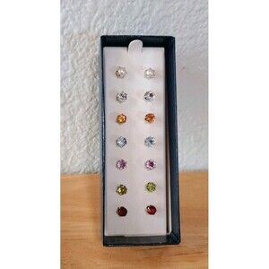 7 Pairs Brand New Stud Earrings In Box Multicolored With Pearl Pair